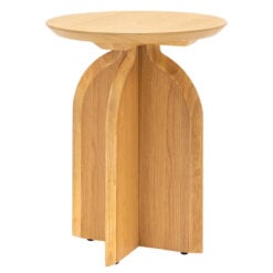 Rustic Boho Retro Geometric Light Oak Wood Round Side Table End Table