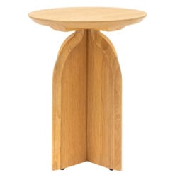 Rustic Boho Retro Geometric Light Oak Wood Round Side Table End Table