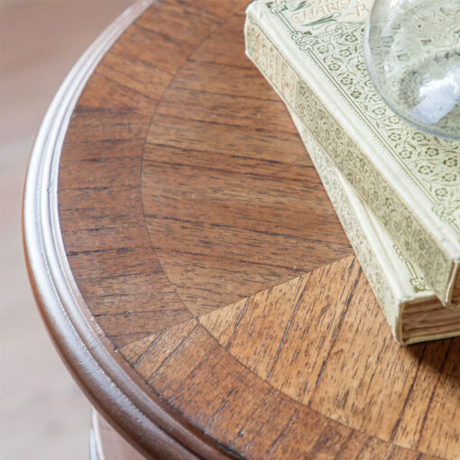 Rustic Country Farmhouse Dark Brown Mindi Wood 1 Drawer 1 Door Round Bedside Cabinet Side Table With Hand Carved Legs