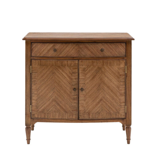 Rustic Country Farmhouse Dark Brown Mindi Wood 1 Drawer 2 Door Cabinet Small Sideboard 100cm