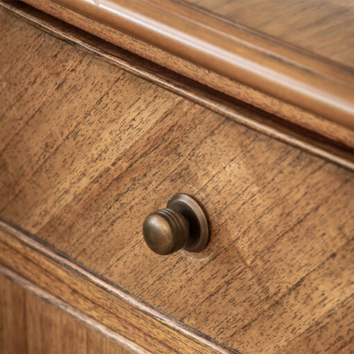 Rustic Country Farmhouse Dark Brown Mindi Wood 1 Drawer 2 Door Cabinet Small Sideboard 100cm