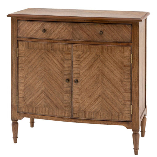 Rustic Country Farmhouse Dark Brown Mindi Wood 1 Drawer 2 Door Cabinet Small Sideboard 100cm