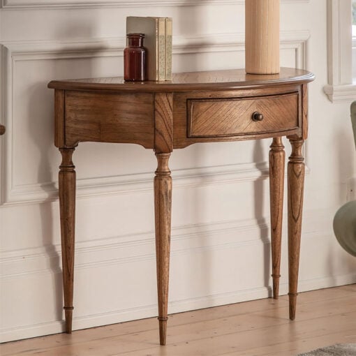 Rustic Country Farmhouse Dark Brown Mindi Wood 1 Drawer Half Moon ...