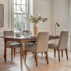 Rustic Country Farmhouse Dark Brown Mindi Wood Extending 8 - 10 Seater Dining Table With Hand Carved Legs 215cm - 260cm