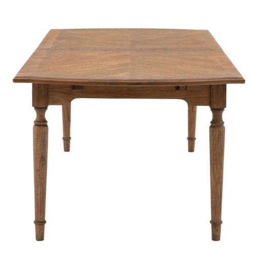 Rustic Country Farmhouse Dark Brown Mindi Wood Extending 8 - 10 Seater Dining Table With Hand Carved Legs 215cm - 260cm