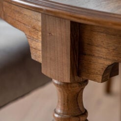 Rustic Country Farmhouse Dark Brown Mindi Wood Extending Round 4 - 6 Seater Dining Table With Hand Carved Legs 120cm - 160cm