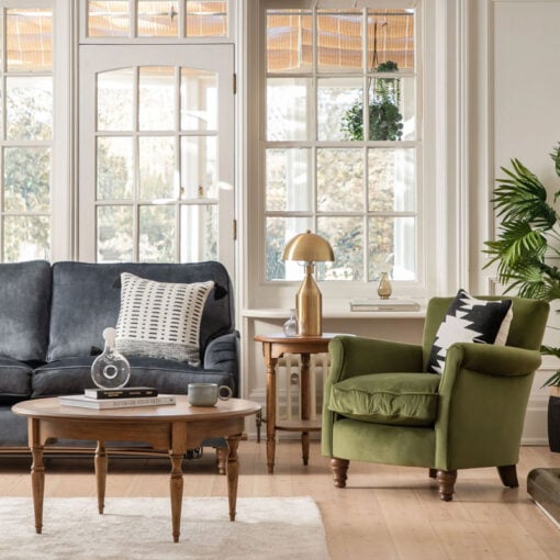 Rustic Country Farmhouse Dark Brown Mindi Wood Round Coffee Table With Hand Carved Legs 90cm