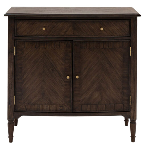 Rustic Country Farmhouse Dark Coffee Brown Mindi Wood 1 Drawer 2 Door Cabinet Small Sideboard 100cm