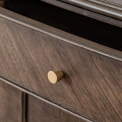 Rustic Country Farmhouse Dark Coffee Brown Mindi Wood 1 Drawer 2 Door Cabinet Small Sideboard 100cm