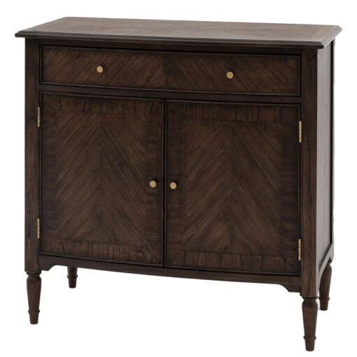 Rustic Country Farmhouse Dark Coffee Brown Mindi Wood 1 Drawer 2 Door Cabinet Small Sideboard 100cm