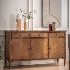 Rustic Country Farmhouse Dark Brown Mindi Wood 3 Drawer 3 Door Large Sideboard 170cm