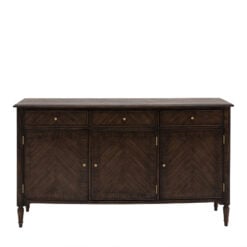 Rustic Country Farmhouse Dark Coffee Brown Mindi Wood 3 Drawer 3 Door Large Sideboard 170cm