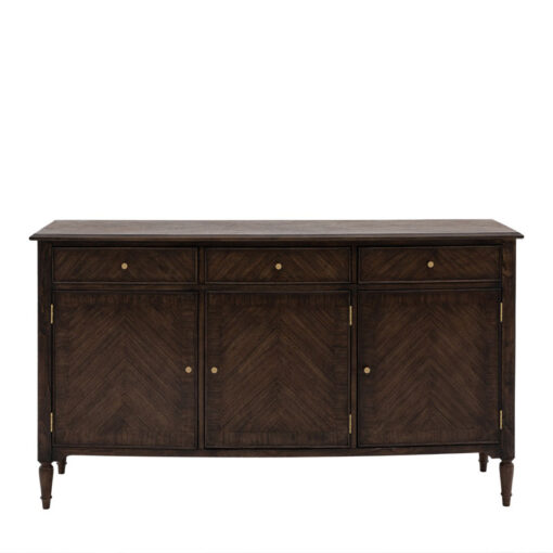 Rustic Country Farmhouse Dark Coffee Brown Mindi Wood 3 Drawer 3 Door Large Sideboard 170cm