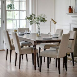 Rustic Country Farmhouse Dark Coffee Brown Mindi Wood Extending 8 - 10 Seater Dining Table With Hand Carved Legs 215cm - 260cm