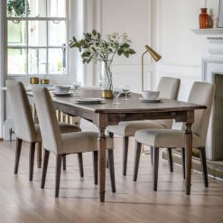 Rustic Country Farmhouse Dark Coffee Brown Mindi Wood Extending 8 - 10 Seater Dining Table With Hand Carved Legs 215cm - 260cm
