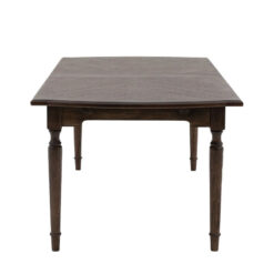 Rustic Country Farmhouse Dark Coffee Brown Mindi Wood Extending 8 - 10 Seater Dining Table With Hand Carved Legs 215cm - 260cm