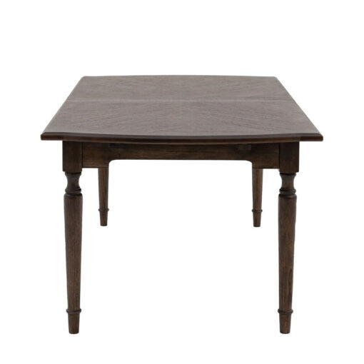 Rustic Country Farmhouse Dark Coffee Brown Mindi Wood Extending 8 - 10 Seater Dining Table With Hand Carved Legs 215cm - 260cm