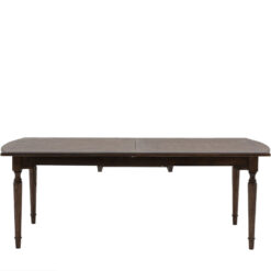 Rustic Country Farmhouse Dark Coffee Brown Mindi Wood Extending 8 - 10 Seater Dining Table With Hand Carved Legs 215cm - 260cm