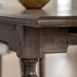 Rustic Country Farmhouse Dark Coffee Brown Mindi Wood Extending 8 - 10 Seater Dining Table With Hand Carved Legs 215cm - 260cm