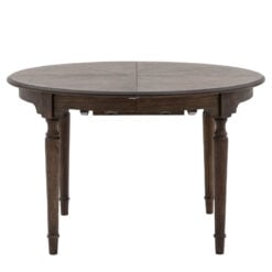 Rustic Country Farmhouse Dark Coffee Brown Mindi Wood Extending Round 4 - 6 Seater Dining Table With Hand Carved Legs 120cm - 160cm
