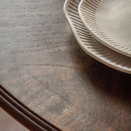 Rustic Country Farmhouse Dark Coffee Brown Mindi Wood Extending Round 4 - 6 Seater Dining Table With Hand Carved Legs 120cm - 160cm Rustic Country Farmhouse Dark Coffee Brown Mindi Wood Extending Round 4 - 6 Seater Dining Table With Hand Carved Legs 120cm - 160cm