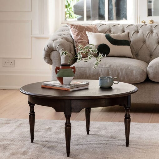 Rustic Country Farmhouse Dark Coffee Brown Mindi Wood Round Coffee ...