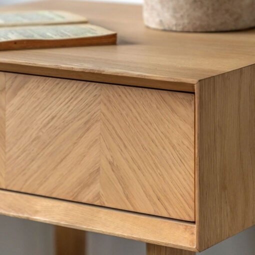 Rustic Scandi Japandi Light Oak Wood 1 Chevron Drawer Bedside Cabinet Side Table