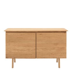 Rustic Scandi Japandi Light Oak Wood 2 Door Small Sideboard 116cm