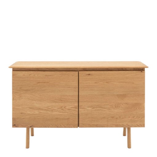 Rustic Scandi Japandi Light Oak Wood 2 Door Small Sideboard 116cm