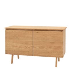 Rustic Scandi Japandi Light Oak Wood 2 Door Small Sideboard 116cm