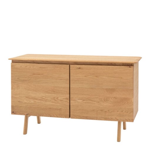 Rustic Scandi Japandi Light Oak Wood 2 Door Small Sideboard 116cm
