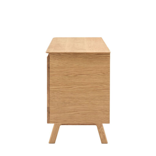 Rustic Scandi Japandi Light Oak Wood 2 Door Small Sideboard 116cm