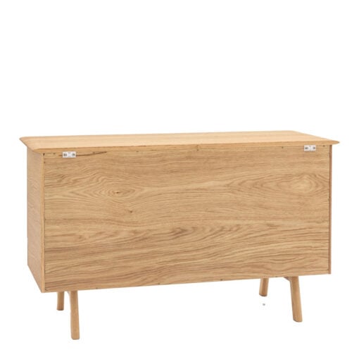 Rustic Scandi Japandi Light Oak Wood 2 Door Small Sideboard 116cm