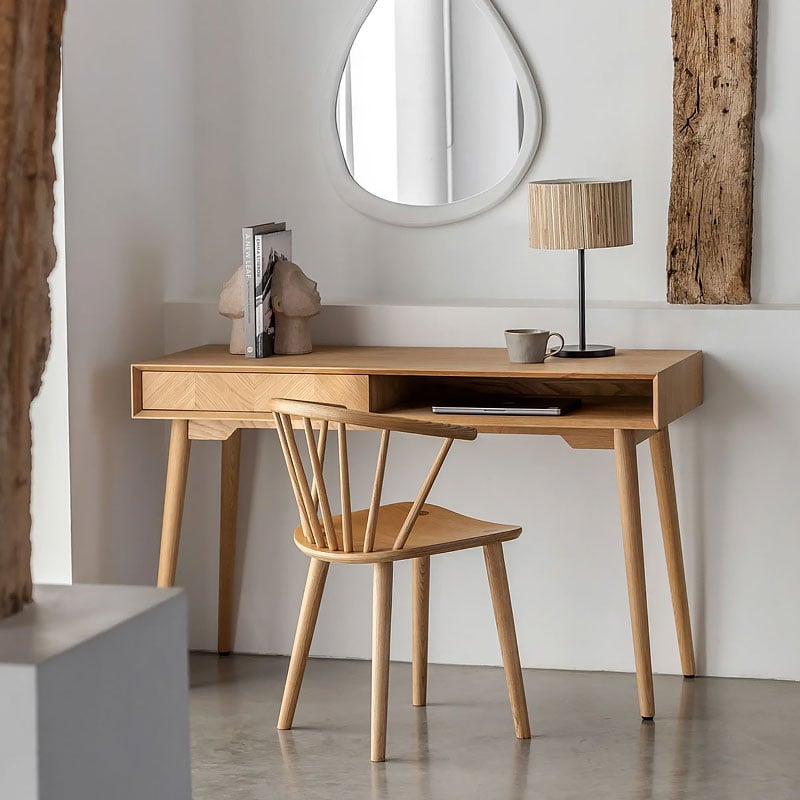 Rustic Scandi Japandi Light Oak Wood 2 Tier 1 Drawer Desk Console Table 130cm Rustic Scandi Japandi Light Oak Wood 2 Tier 1 Drawer Desk Console Table 130cm