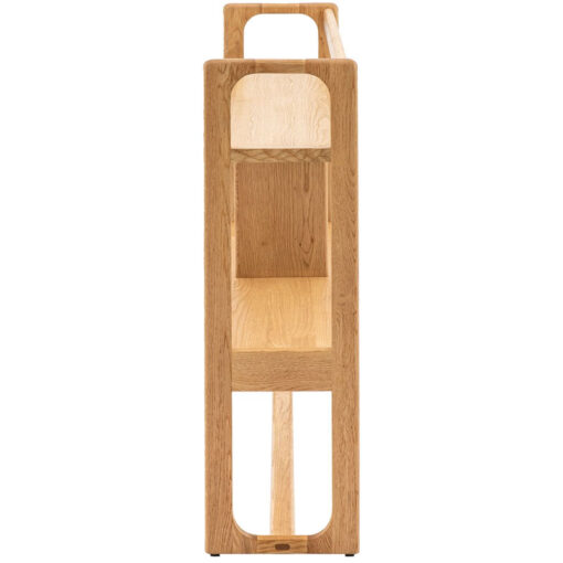 Rustic Scandi Japandi Light Oak Wood 2 Tier Low Open Display Shelving Unit Bookcase Slim Console Table 140cm