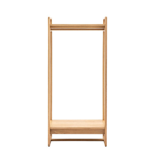 Rustic Scandi Japandi Light Oak Wood 2 Tier Open Wardrobe 175cm