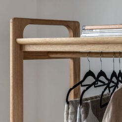 Rustic Scandi Japandi Light Oak Wood 2 Tier Open Wardrobe 175cm