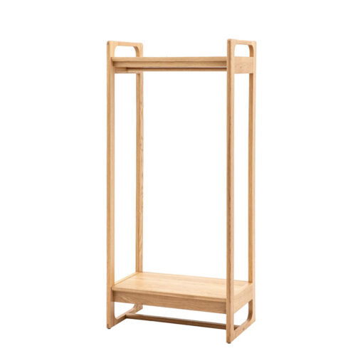 Rustic Scandi Japandi Light Oak Wood 2 Tier Open Wardrobe 175cm