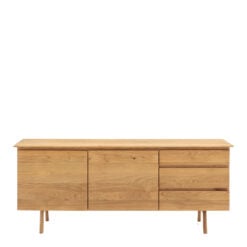 Rustic Scandi Japandi Light Oak Wood 3 Drawer 2 Door Large Sideboard 171cm