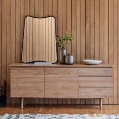 Rustic Scandi Japandi Light Oak Wood 3 Drawer 2 Door Large Sideboard 171cm