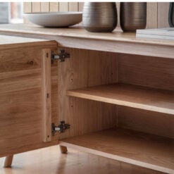 Rustic Scandi Japandi Light Oak Wood 3 Drawer 2 Door Large Sideboard 171cm