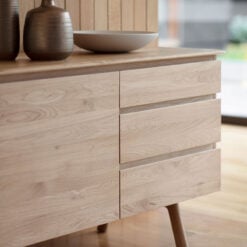 Rustic Scandi Japandi Light Oak Wood 3 Drawer 2 Door Large Sideboard 171cm