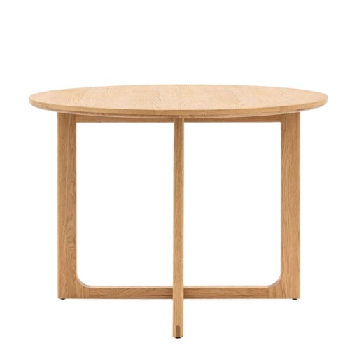 Rustic Scandi Japandi Light Oak Wood 4 Seater Round Dining Table 110cm