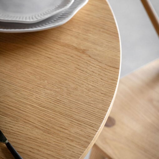 Rustic Scandi Japandi Light Oak Wood 4 Seater Round Dining Table 110cm