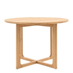Rustic Scandi Japandi Light Oak Wood 4 Seater Round Dining Table 110cm