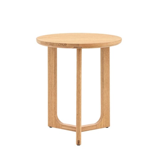 Rustic Scandi Japandi Light Oak Wood Round Side Table End Table