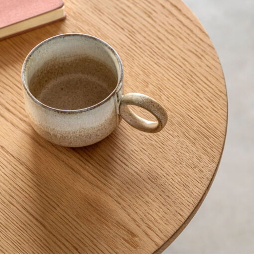 Rustic Scandi Japandi Light Oak Wood Round Side Table End Table