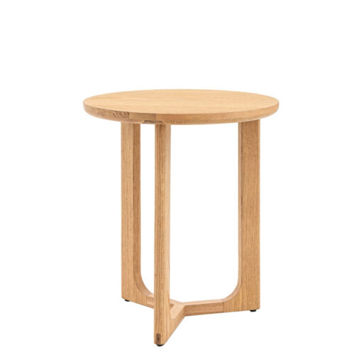 Rustic Scandi Japandi Light Oak Wood Round Side Table End Table