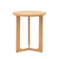 Rustic Scandi Japandi Light Oak Wood Round Side Table End Table