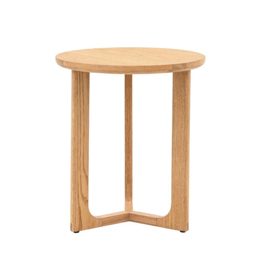 Rustic Scandi Japandi Light Oak Wood Round Side Table End Table
